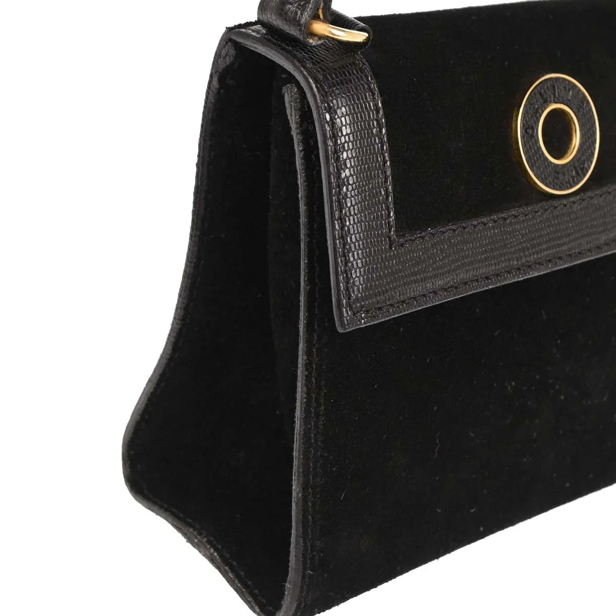 Celine Black Suede Embossed Leather Handbag