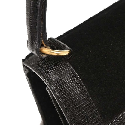 Celine Black Suede Embossed Leather Handbag