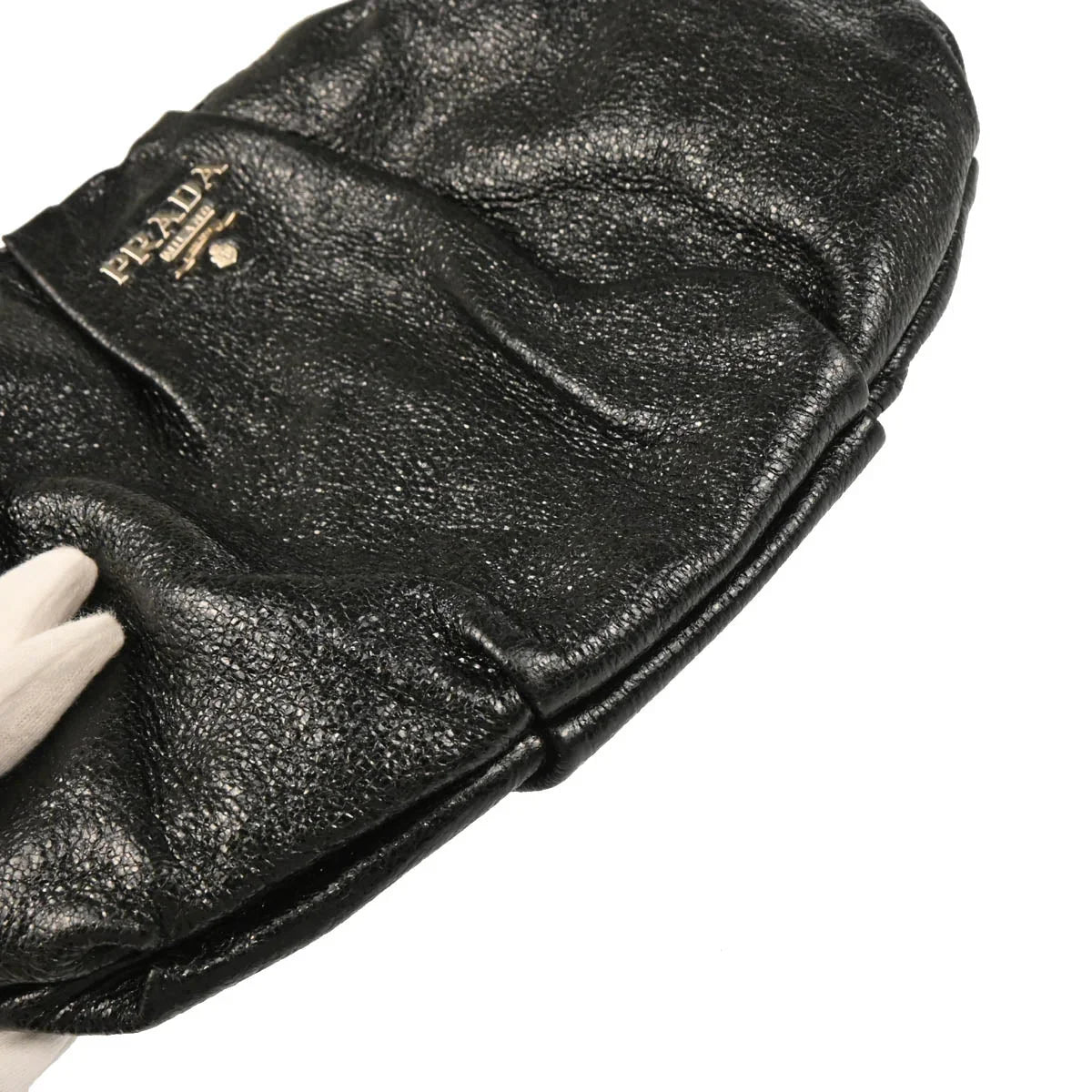 Prada Metallic Black Leather Hobo Handbag