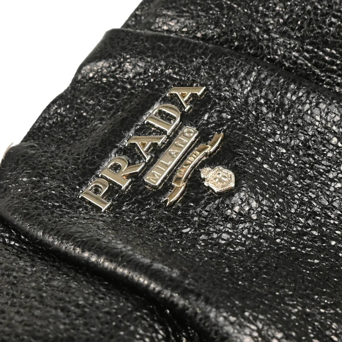 Prada Metallic Black Leather Hobo Handbag