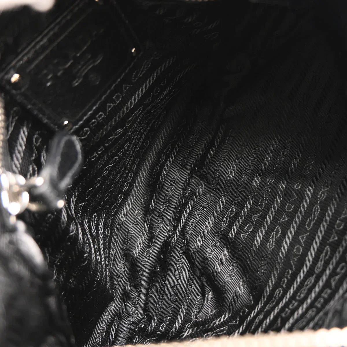 Prada Metallic Black Leather Hobo Handbag