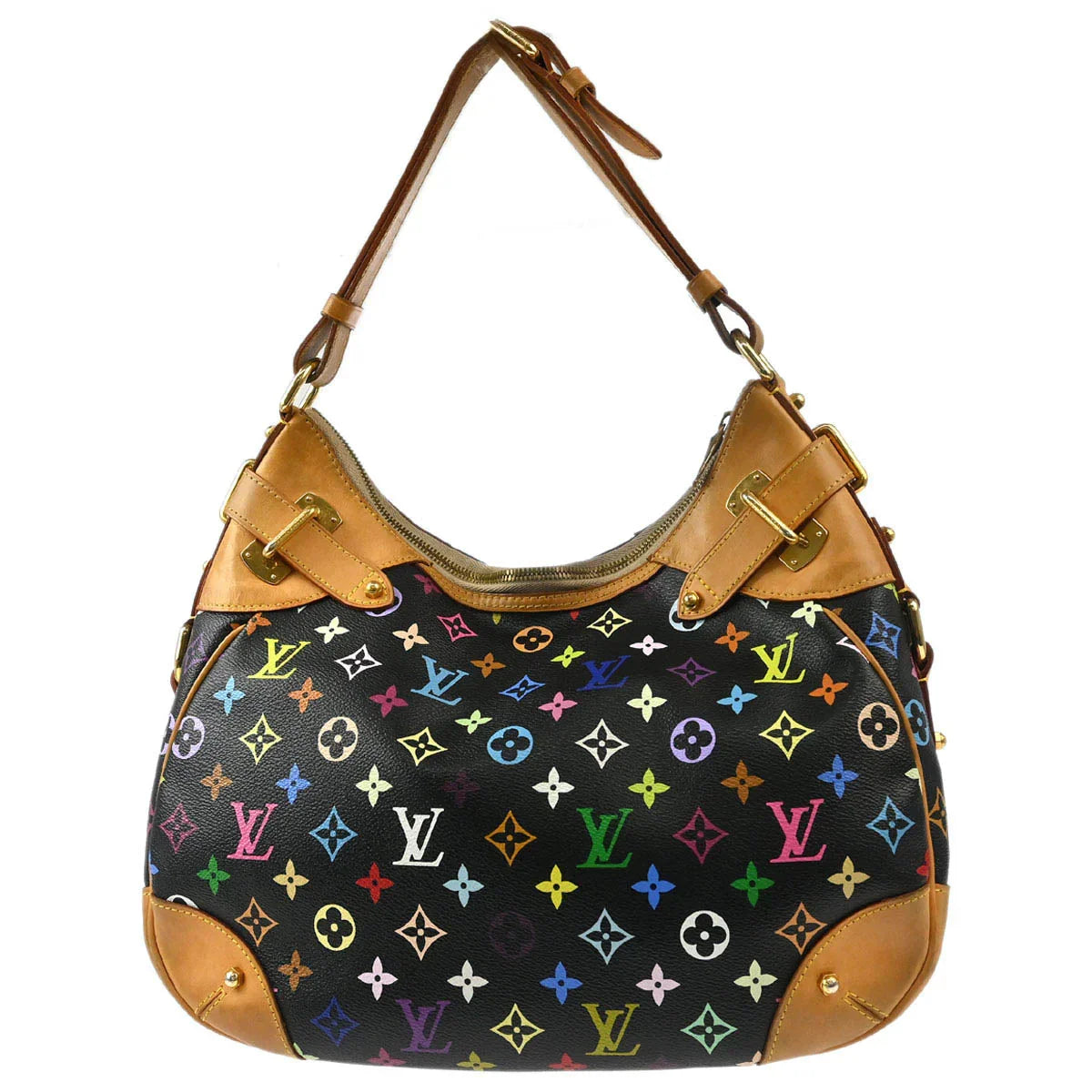 Louis Vuitton 2009 Black Monogram Multicolor Greta Shoulder Bag M40196