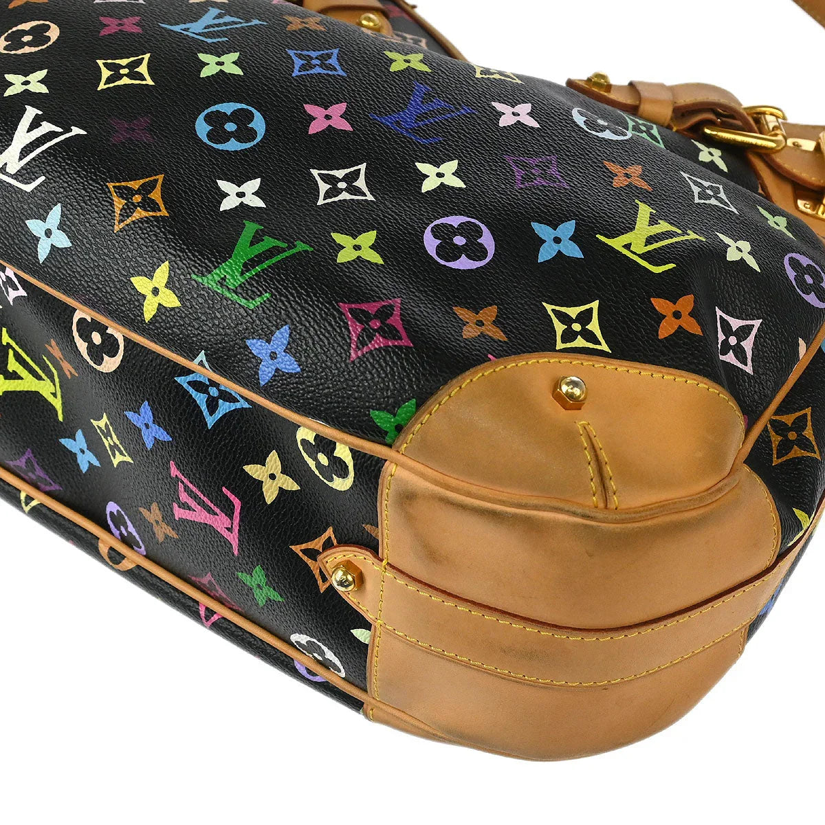 Louis Vuitton 2009 Black Monogram Multicolor Greta Shoulder Bag M40196