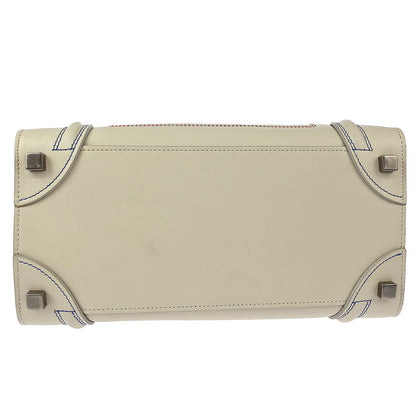 Celine White Leather Micro Luggage Tote Bag
