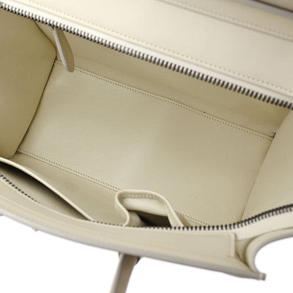 Celine White Leather Micro Luggage Tote Bag