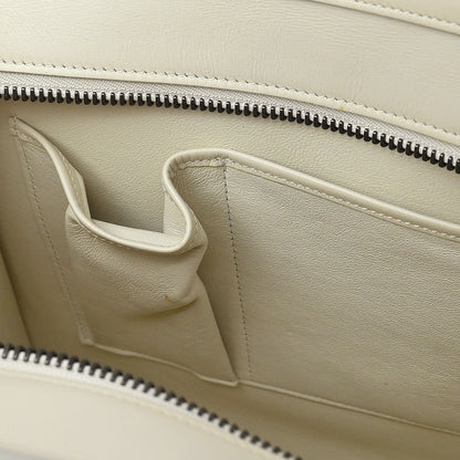Celine White Leather Micro Luggage Tote Bag