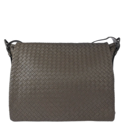 Bottega Veneta Gray Intrecciato Messenger Bag