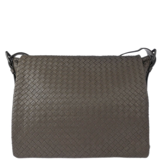 Bottega Veneta Gray Intrecciato Messenger Bag