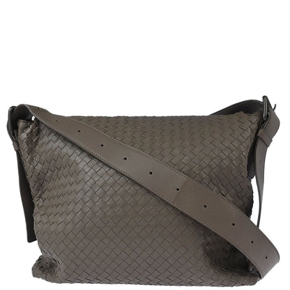 Bottega Veneta Gray Intrecciato Messenger Bag