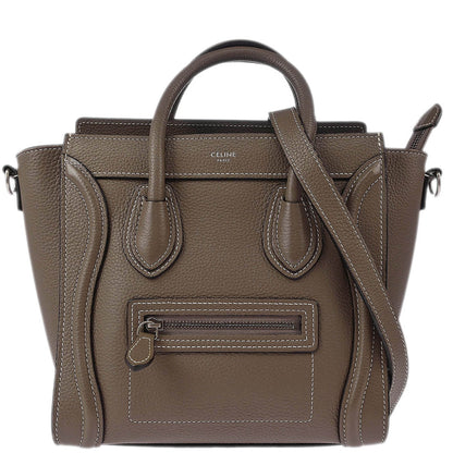 Celine Gray Leather Nano Luggage Tote Bag