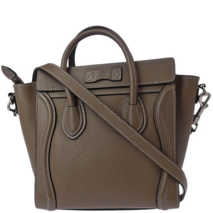 Celine Gray Leather Nano Luggage Tote Bag