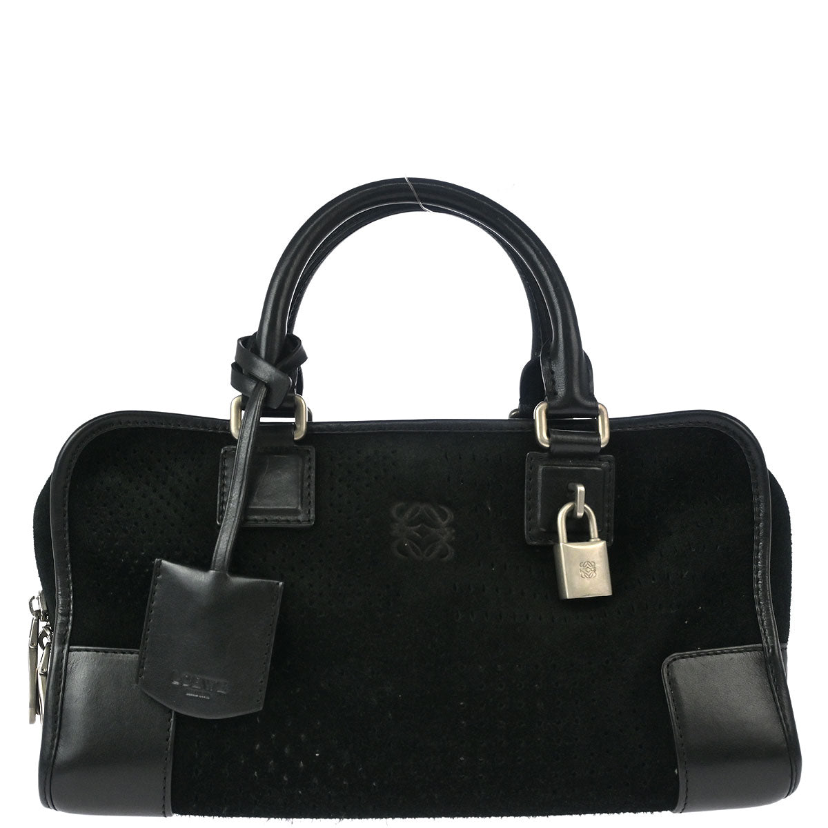 Loewe 2014 Black Perforated Suede Amazona 28 Handbag