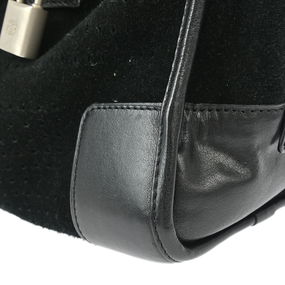 Loewe 2014 Black Perforated Suede Amazona 28 Handbag