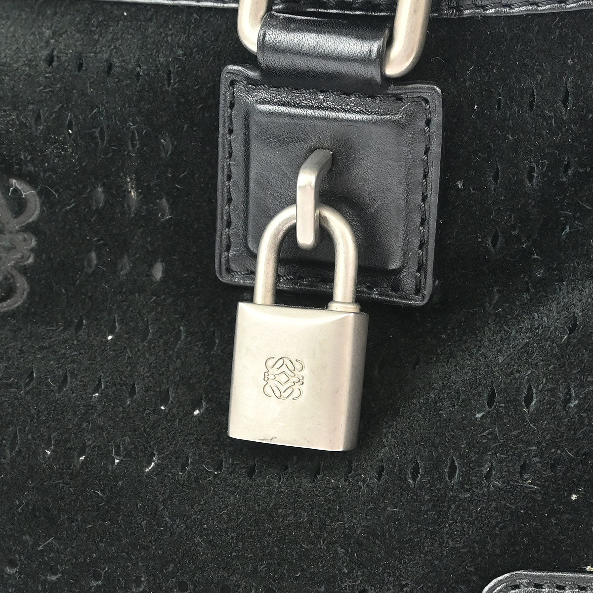Loewe 2014 Black Perforated Suede Amazona 28 Handbag