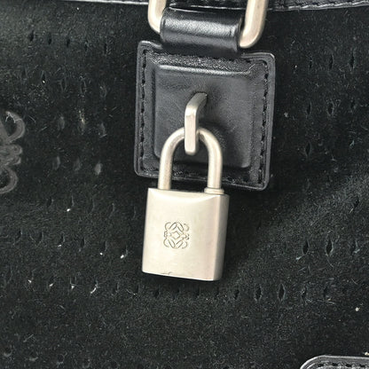 Loewe 2014 Black Perforated Suede Amazona 28 Handbag