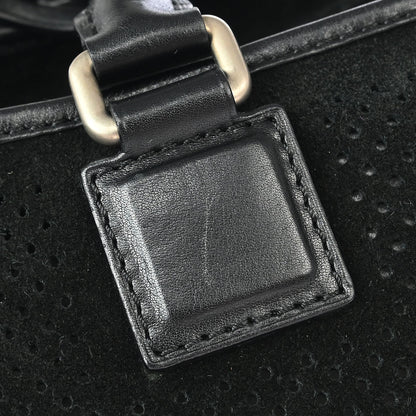 Loewe 2014 Black Perforated Suede Amazona 28 Handbag