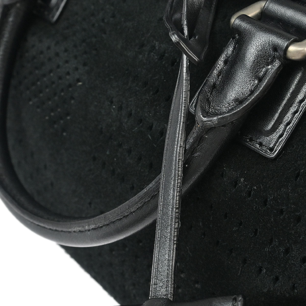 Loewe 2014 Black Perforated Suede Amazona 28 Handbag