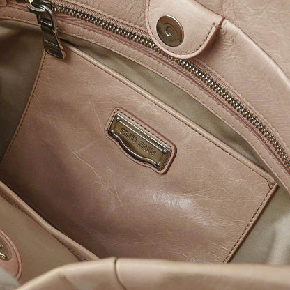 Miu Miu Light Pink Calfskin 2way Shoulder Tote Bag