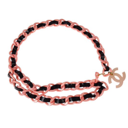 Chanel Acrylic Chain Belt CC Pink Black 94P Small Good