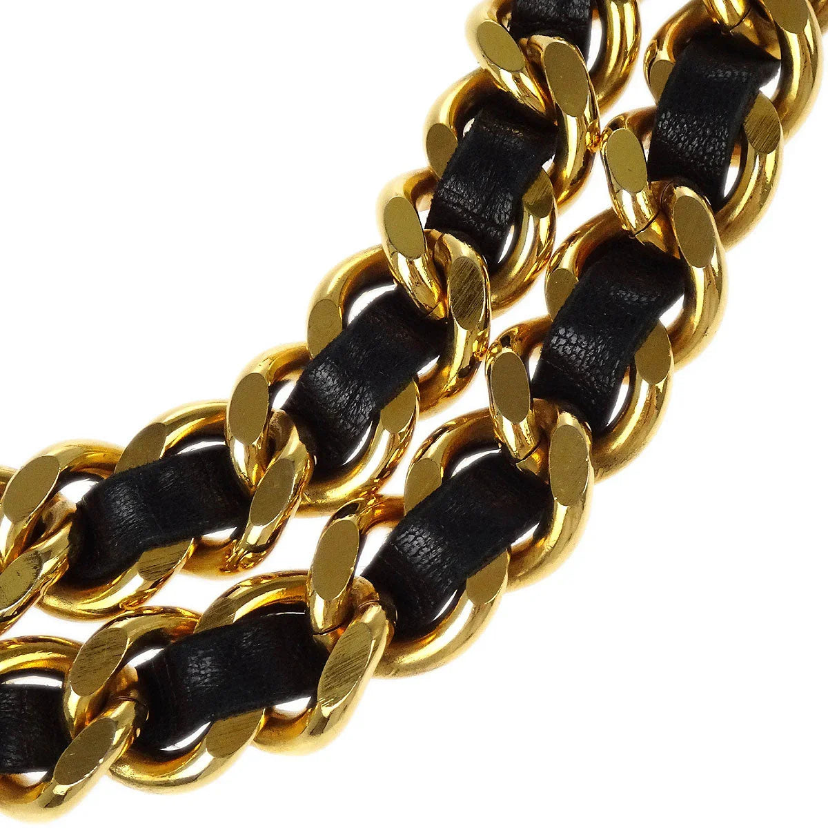 Chanel Chain Belt Medallion Gold Black Small Good