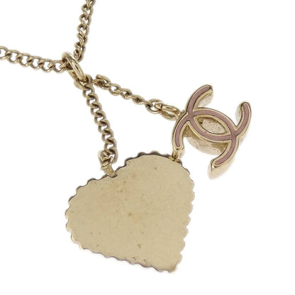 Chanel Heart Chain Pendant Necklace Gold 05P