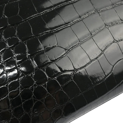 Hermes * Black Alligator Kelly 28 Sellier 2way Shoulder Handbag