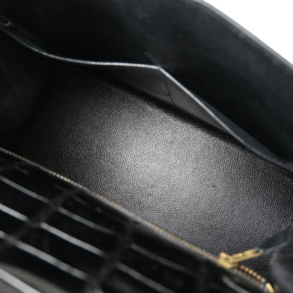 Hermes * Black Alligator Kelly 28 Sellier 2way Shoulder Handbag