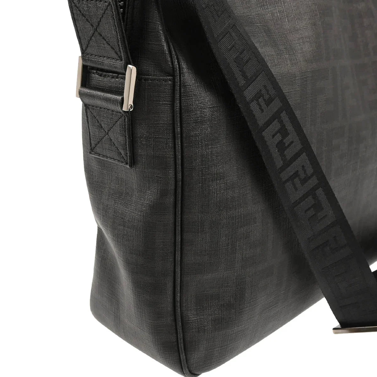 Fendi 2007 Black Zucca Messenger Bag