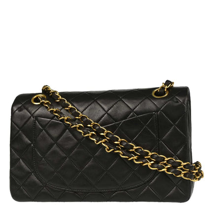 Chanel 1991-1994 Black Lambskin Small Classic Double Flap Shoulder Bag