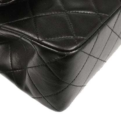 Chanel 1991-1994 Black Lambskin Small Classic Double Flap Shoulder Bag
