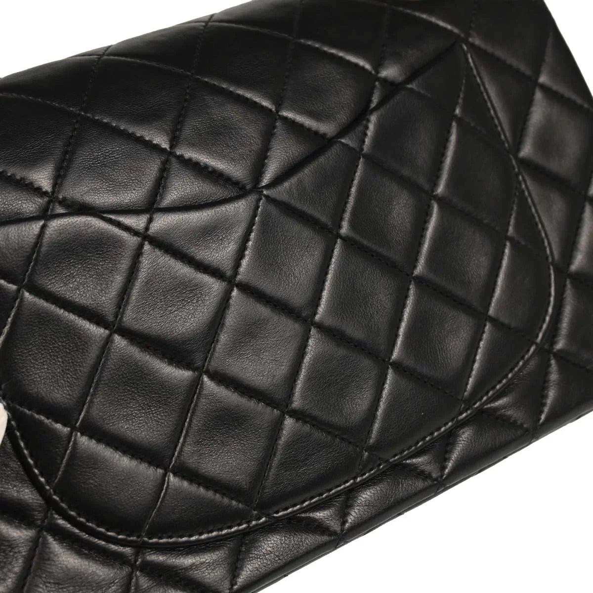 Chanel 1994-1996 Black Lambskin Small Classic Double Flap Shoulder Bag