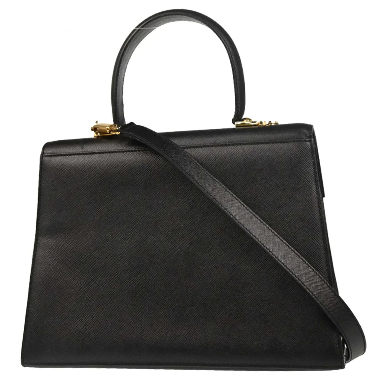 Salvatore Ferragamo Black Leather Gancini 2way Shoulder Handbag
