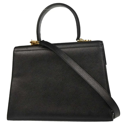 Salvatore Ferragamo Black Leather Gancini 2way Shoulder Handbag