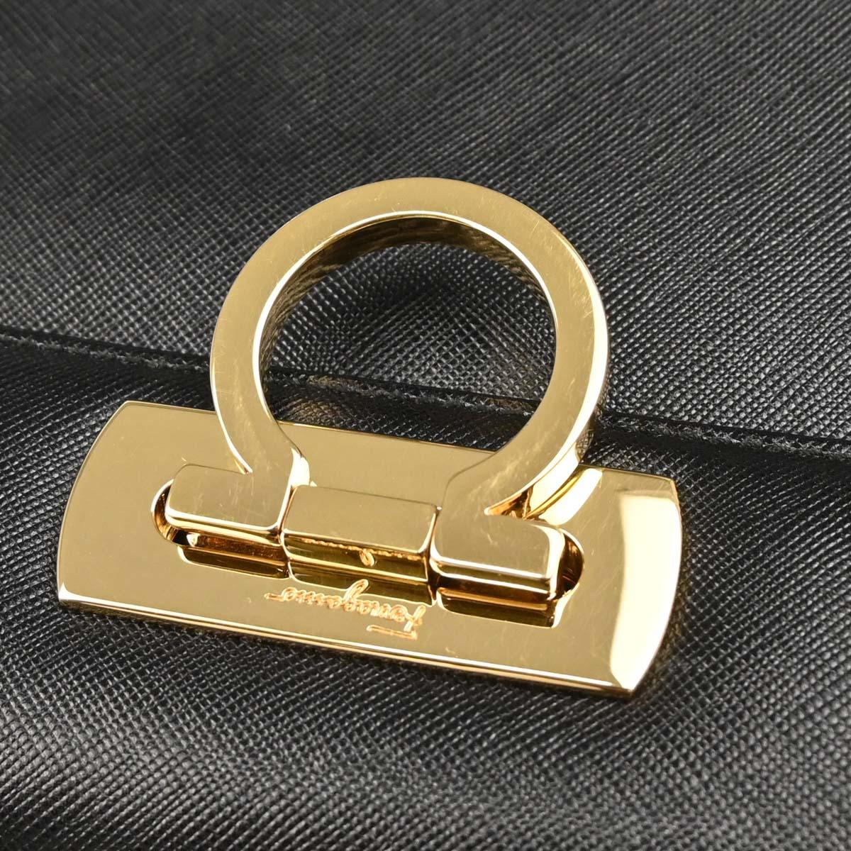 Salvatore Ferragamo Black Leather Gancini 2way Shoulder