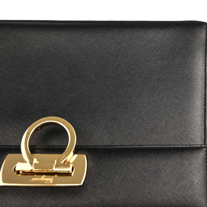 Salvatore Ferragamo Black Leather Gancini 2way Shoulder Handbag