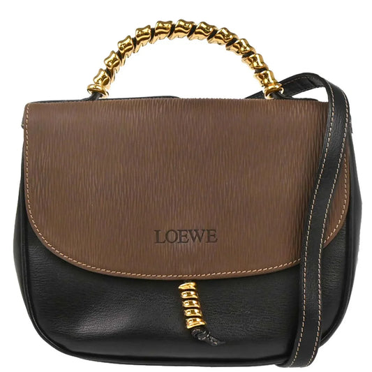 Loewe Black Brown Leather Velazquez 2way Shoulder Handbag
