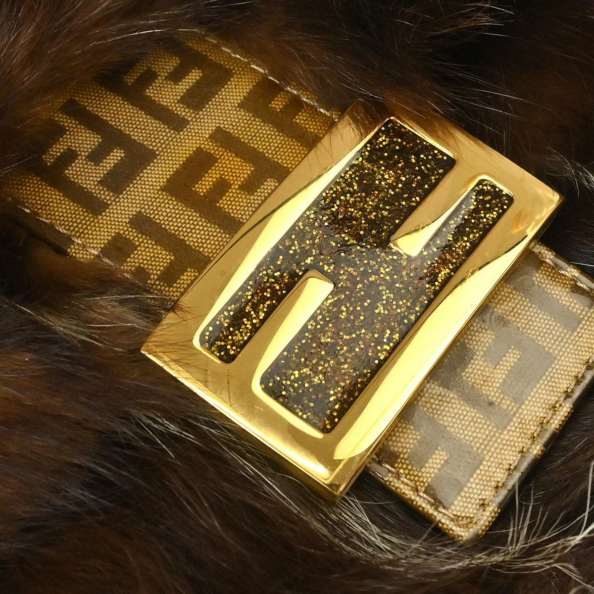 Fendi * 2000-2001 “fitch fur inlay” Baguette Handbag