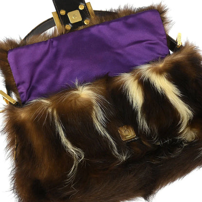 Fendi * 2000-2001 “fitch fur inlay” Baguette Handbag