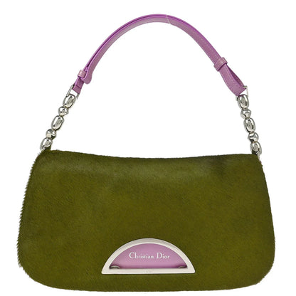 Christian Dior * 2000 Moss Green Pony Hair Python Malice Pearl Handbag
