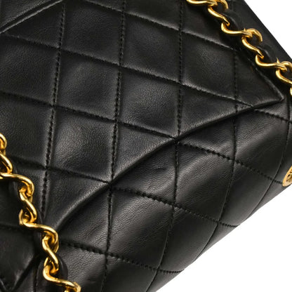 Chanel 1989-1991 Black Lambskin Mini Classic Square Flap Shoulder Bag