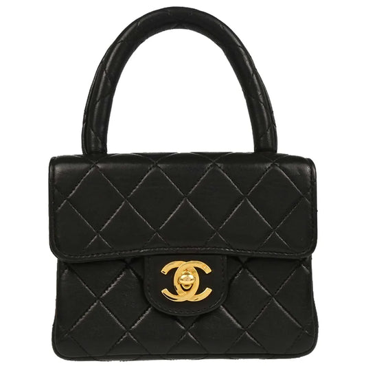 Chanel Black Lambskin Top Handle Handbag