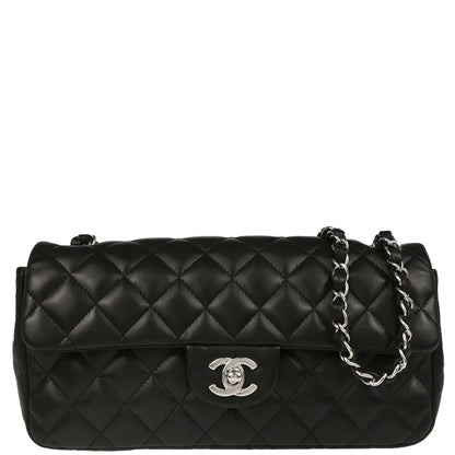 Chanel 2008-2009 Black Lambskin East West Shoulder Bag