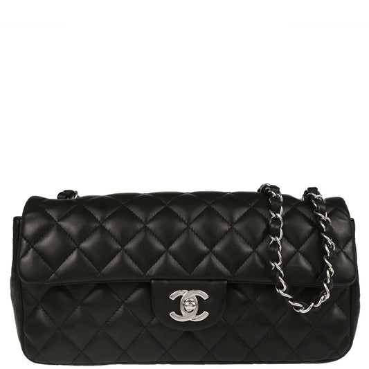 Chanel 2008-2009 Black Lambskin East West Shoulder Bag