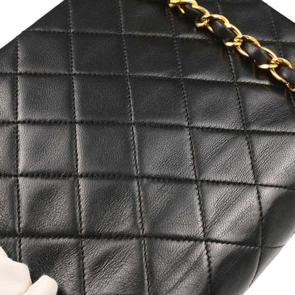 Chanel 1989-1991 Black Lambskin Classic Square Flap Shoulder Bag