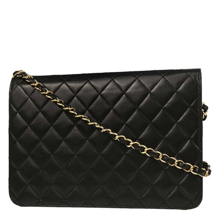 Chanel 2008-2009 Black Lambskin Turnlock Medium Half Flap Shoulder Bag