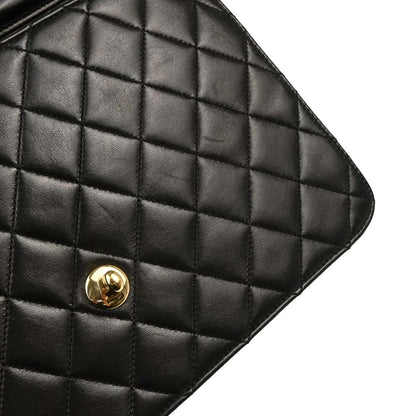 Chanel 2008-2009 Black Lambskin Turnlock Medium Half Flap Shoulder Bag