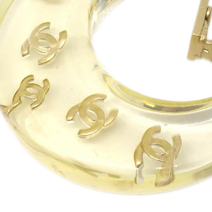 Chanel Hoop Crescent Moon Earrings Clip-On Gold 01P