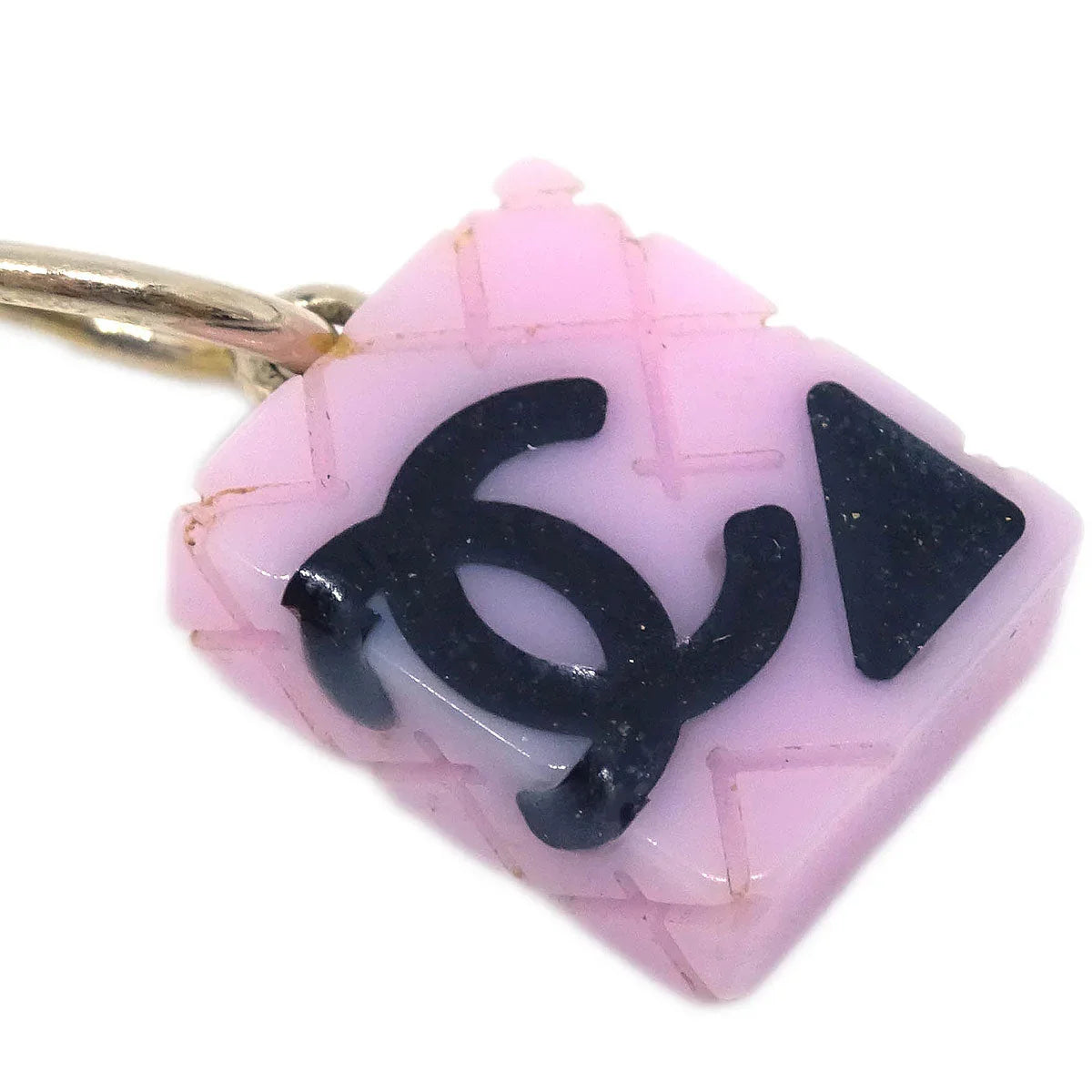 Chanel Cambon Ligne Dangle Piercing Earrings Pink 05C