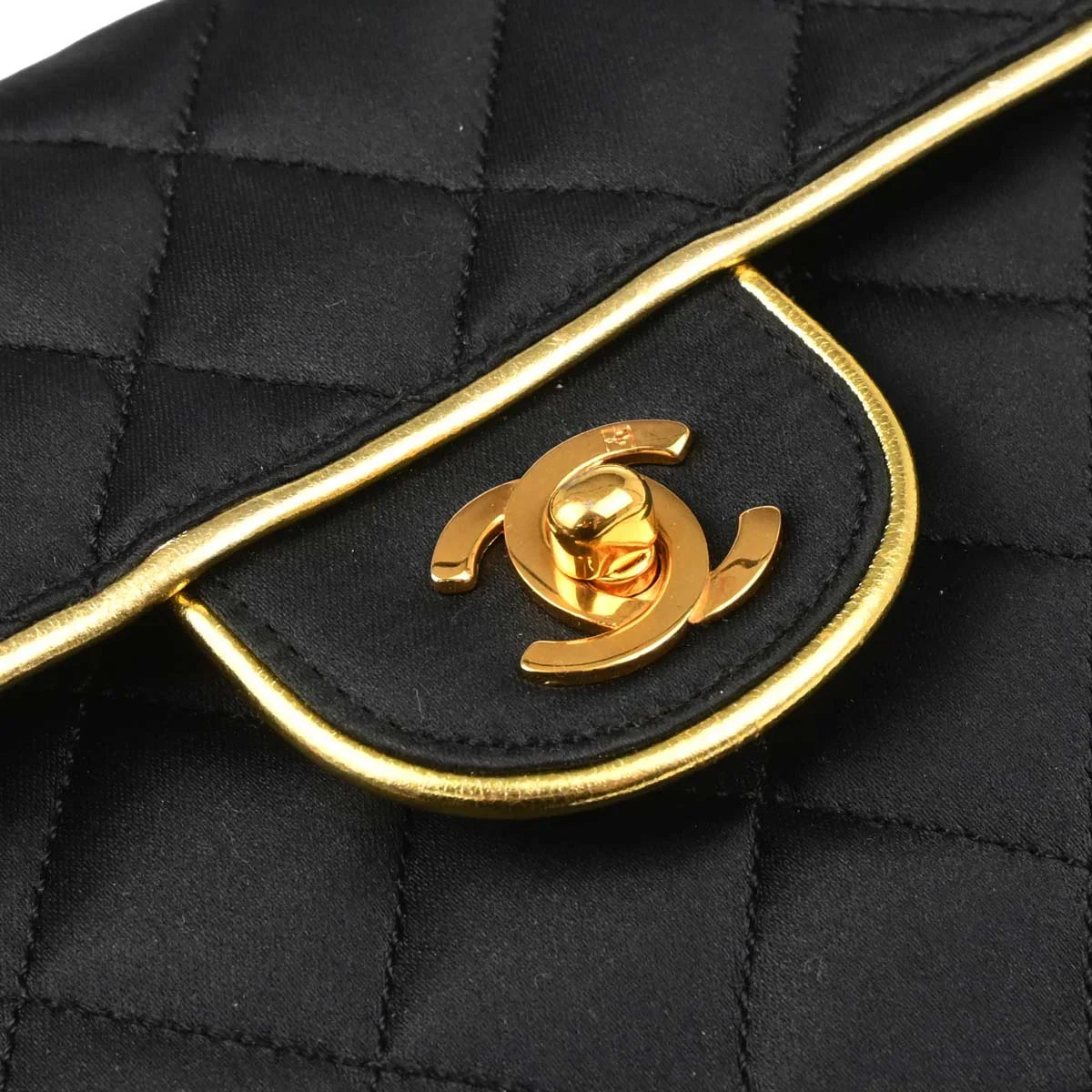 Chanel 1989-1991 Black Satin Mini Classic Square Flap Shoulder Bag