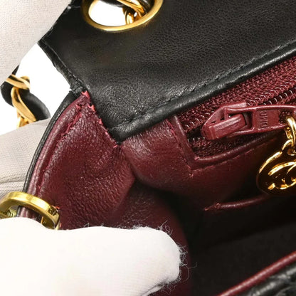Chanel 1997-1999 Black Lambskin Mini Classic Square Flap Shoulder Bag